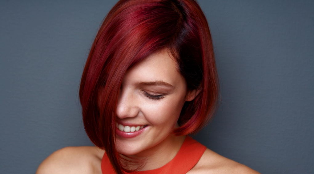 red balayage on black hair color